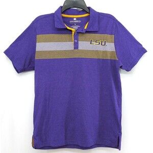 LSU Shirt Mens Medium Short Sleeve Polo Embroidered Logo